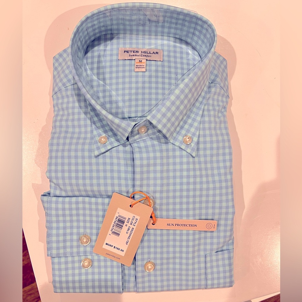 NWT Peter Millar Crown Men's Oris Performance Poplin Sport Shirt